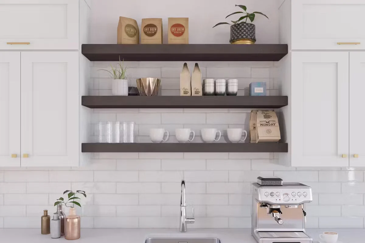 Open or floating shelves